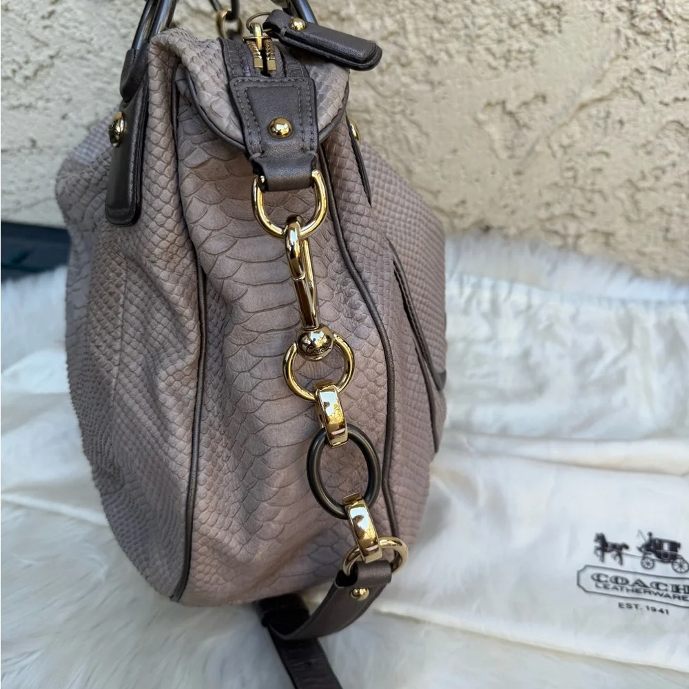 Coach python leather satchel crossbody w/ dust bag - Picture 12 of 16